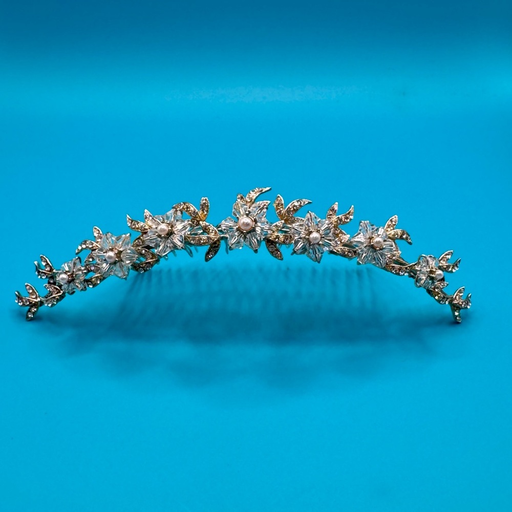 Silver Floral Crystal Bridal Tiara